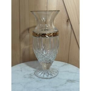 Vintage Lenox Majestic Crystal Gold Vase 10"